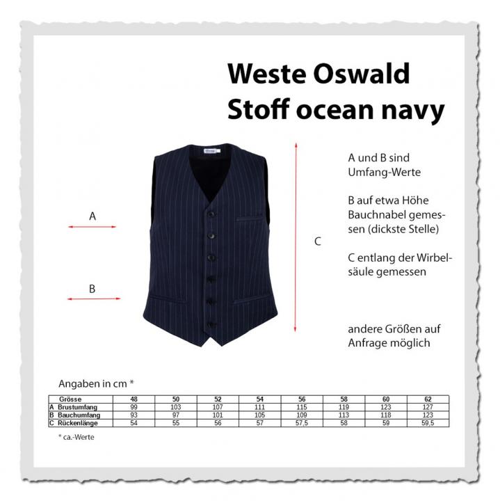 Herren-Weste Oswald im Stoff Ocean navy