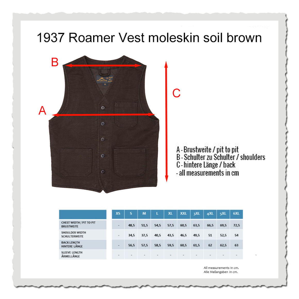 1937 Roamer Vest Moleskin soil brown