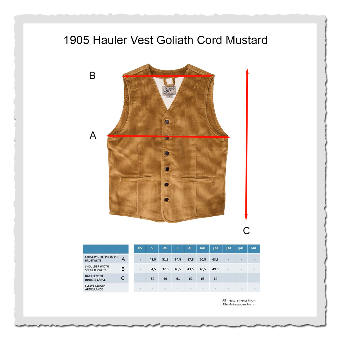 1905 Hauler Vest Goliath Cord Mustard