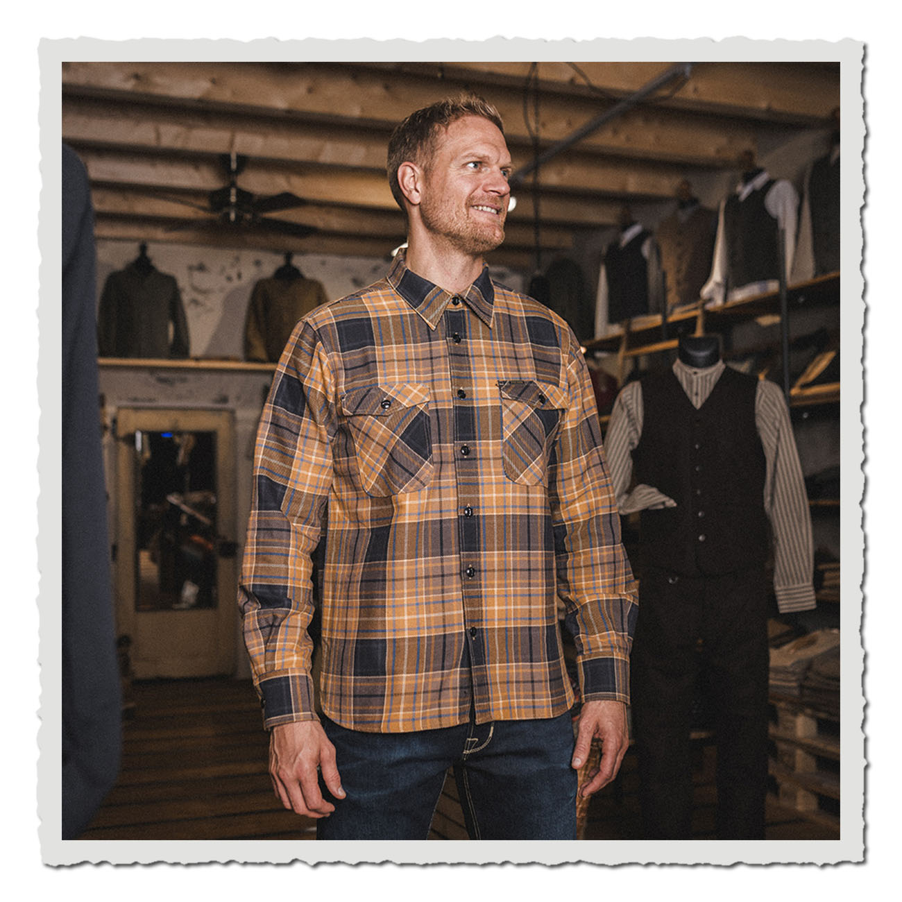 Pike Brothers 1943 CPO Shirt Shelton yellow – kariertes Holzfällerhemd Herren Baumwolle