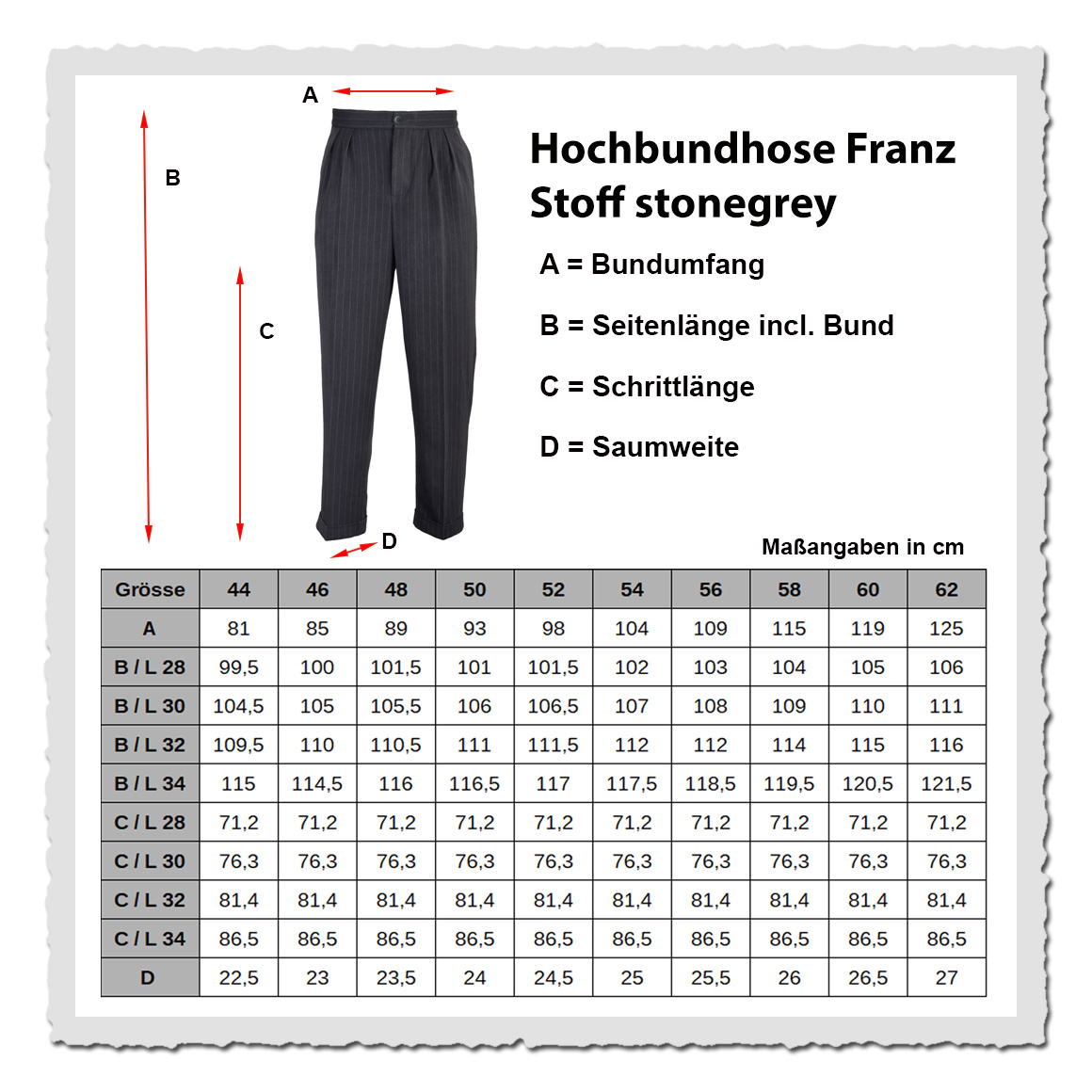 Hochbundhose Franz im Stoff Stonegrey