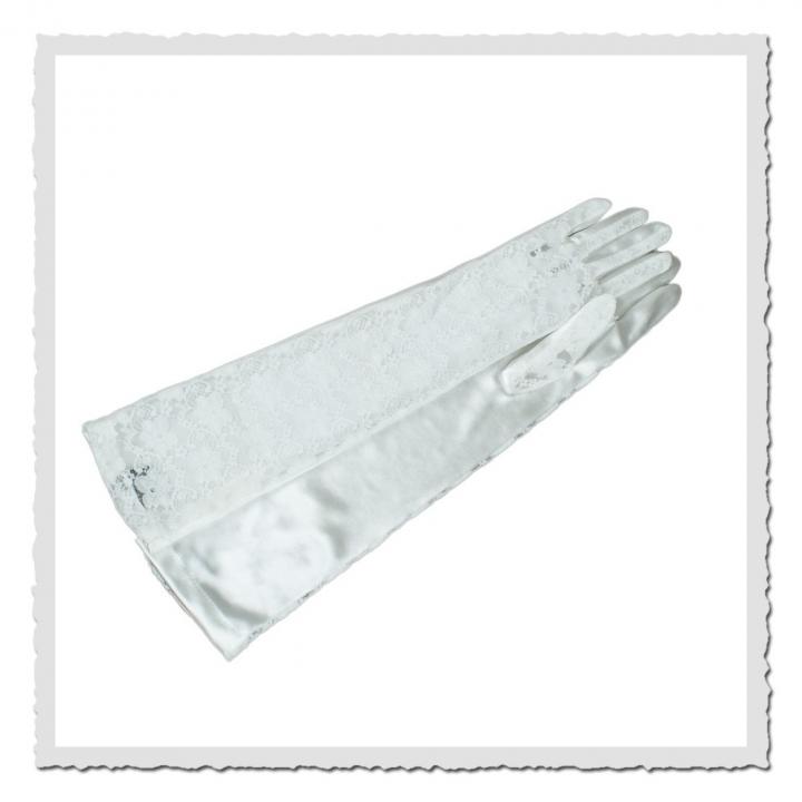 Damen-Handschuhe Spitze lang weiss