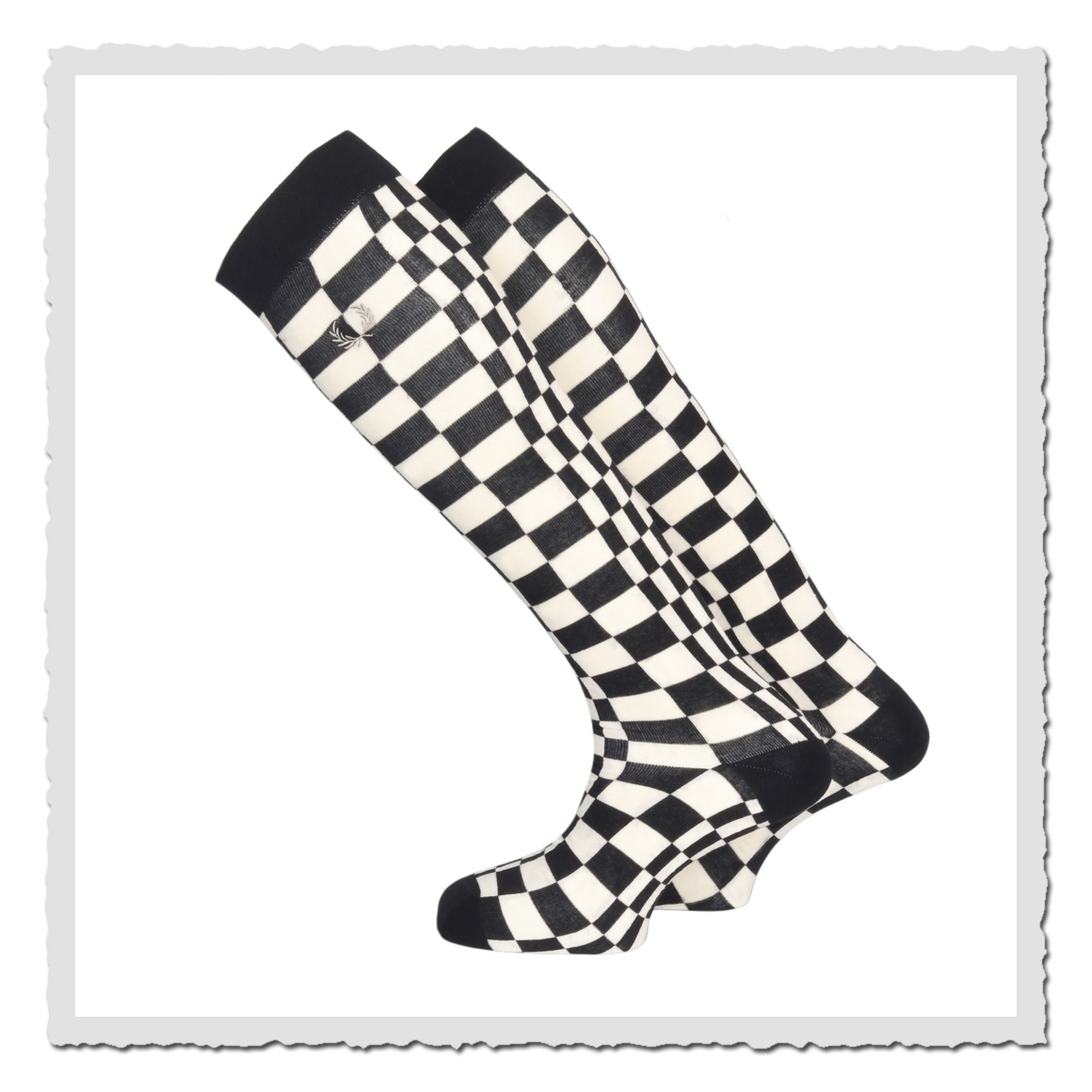 Checkered Knee Socks black/ecru