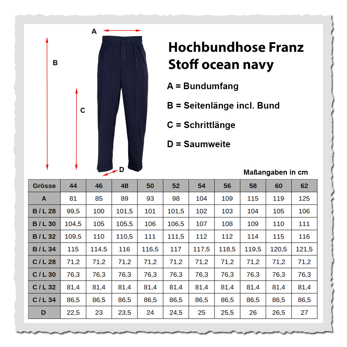 Hochbundhose Franz im Stoff Ocean navy