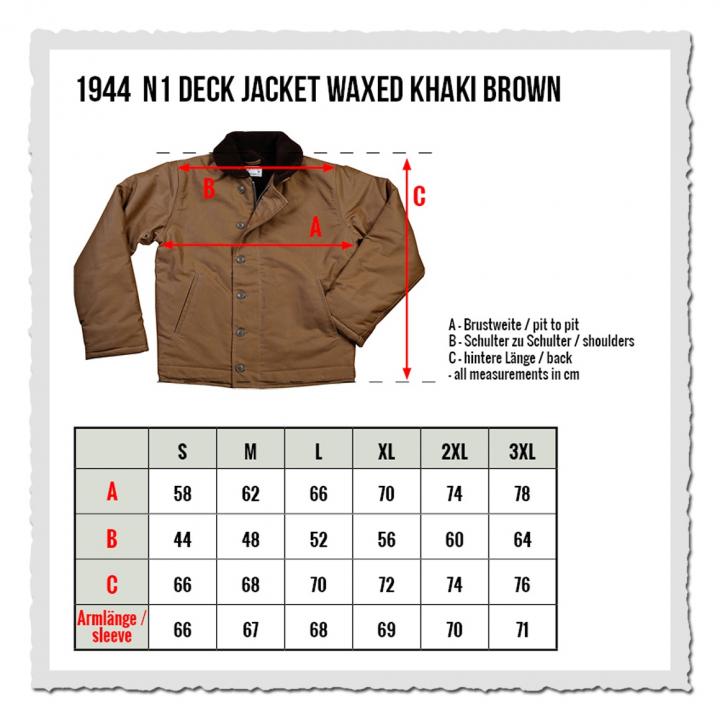 1944 N1 Deck Jacket waxed Khaki brown