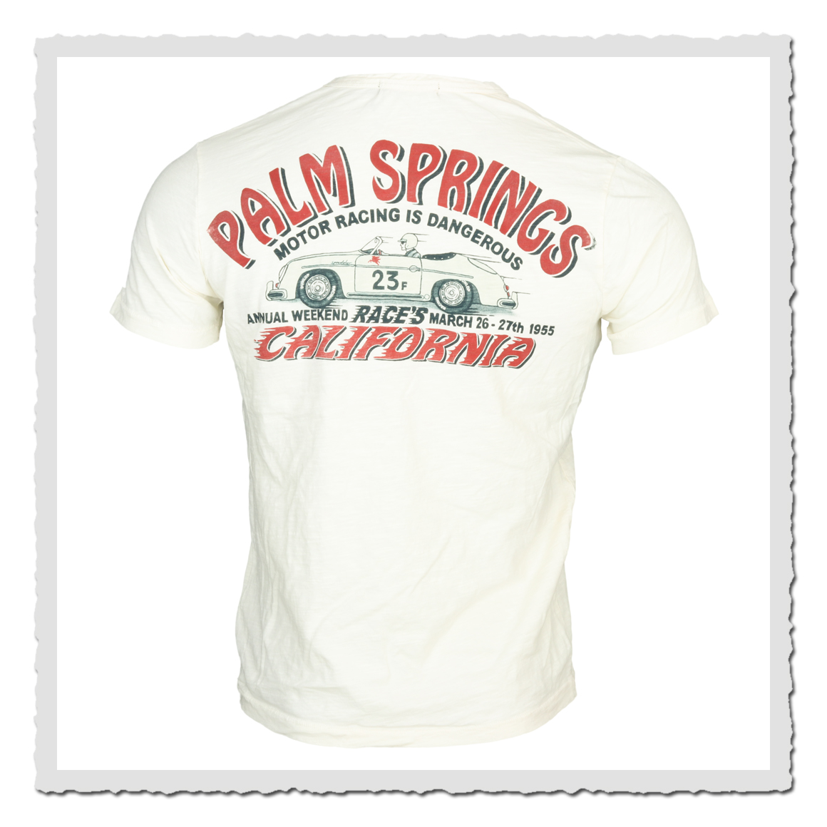 johnson motors t-shirt palm springs califonia dirty white
