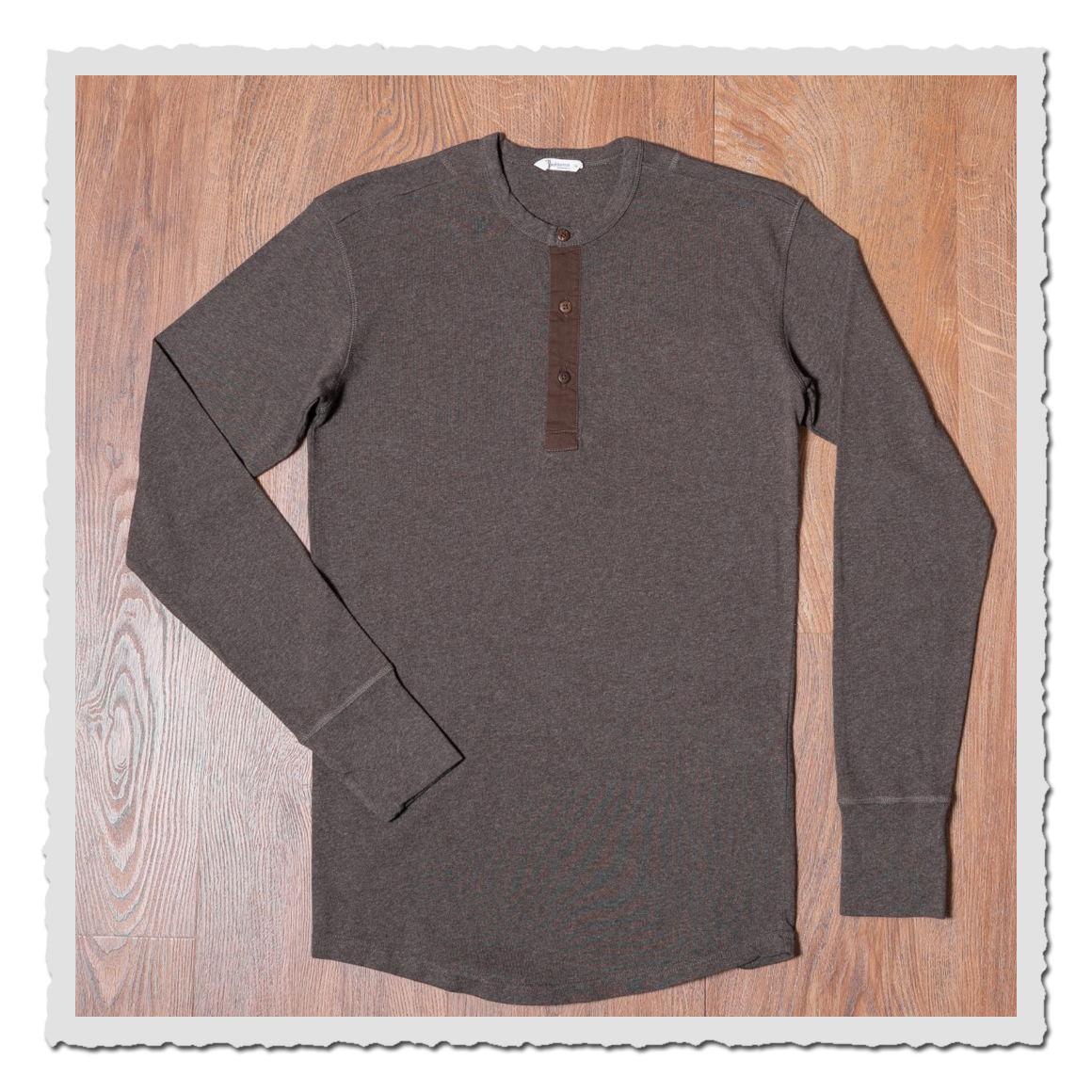 1927 Henley Shirt long sleeve brown melange