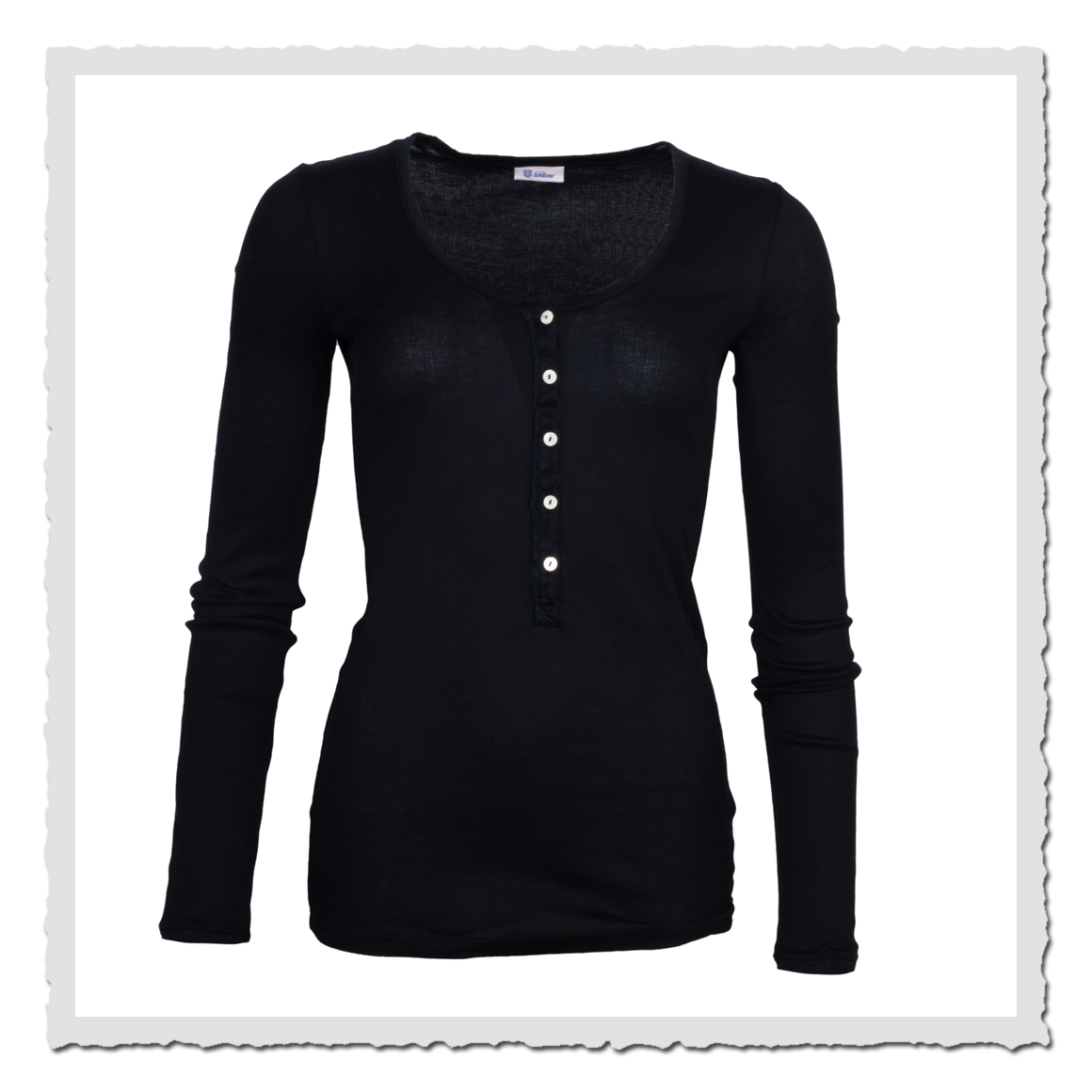 schiesser revival elvira langarmshirt schwarz 129960 000