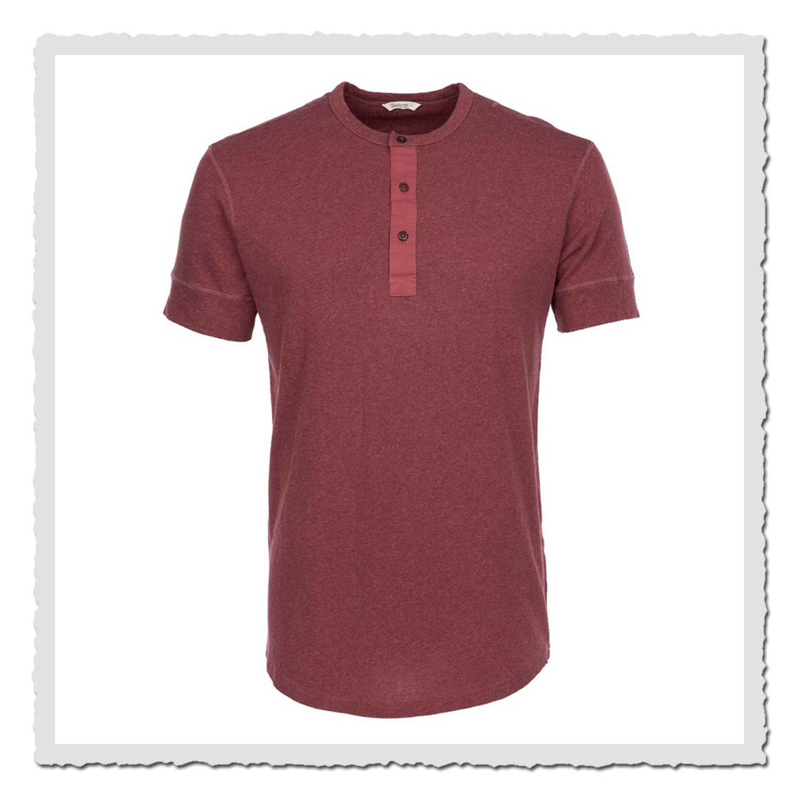 1927 Henley Shirt short sleeve granate red
