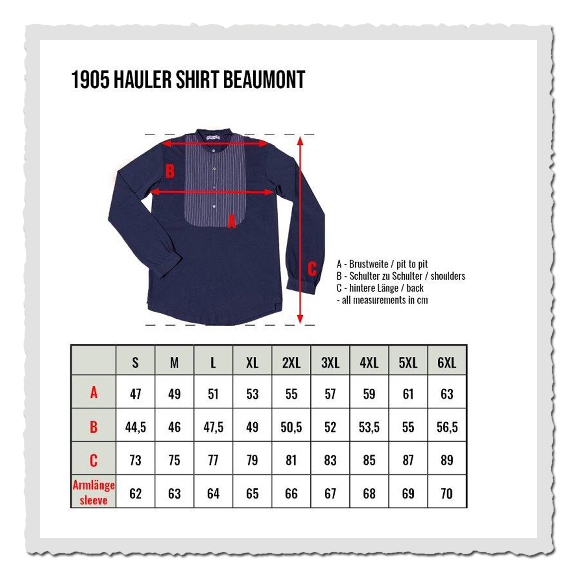 pike berlin 1905 hauler shirt grössentabelle