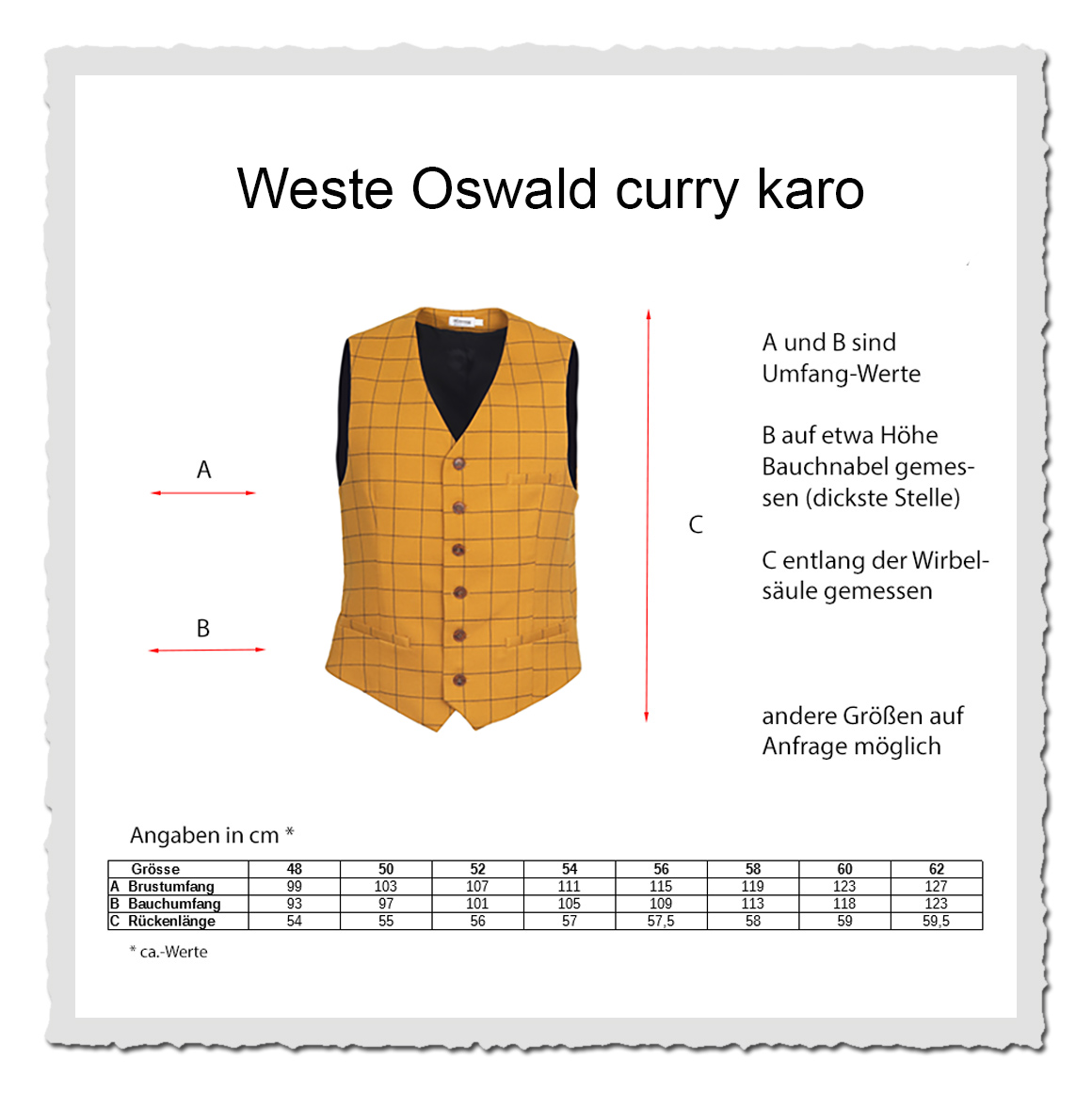 Herren-Weste Oswald curry karo