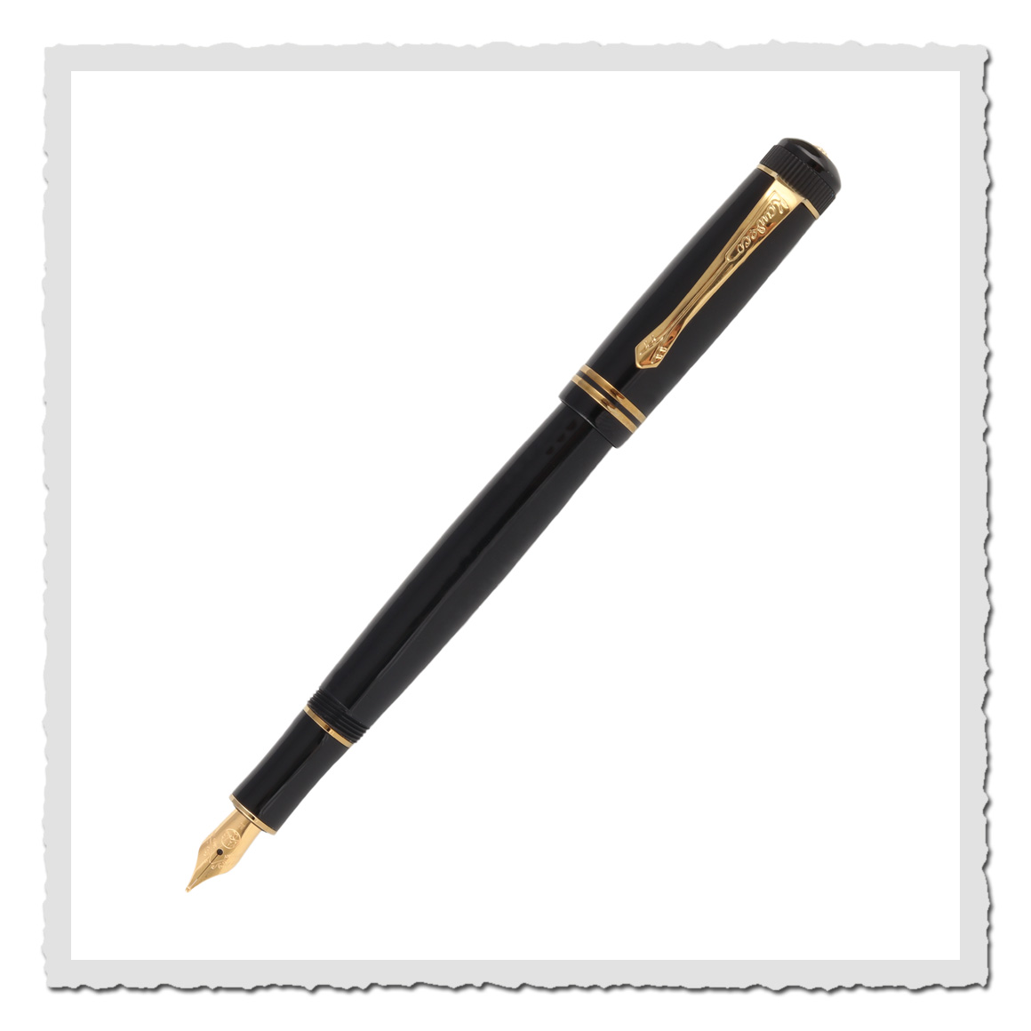 Kaweco Füllfederhalter DIA2 Gold in Schwarz mit goldfarbener Feder geöffnet