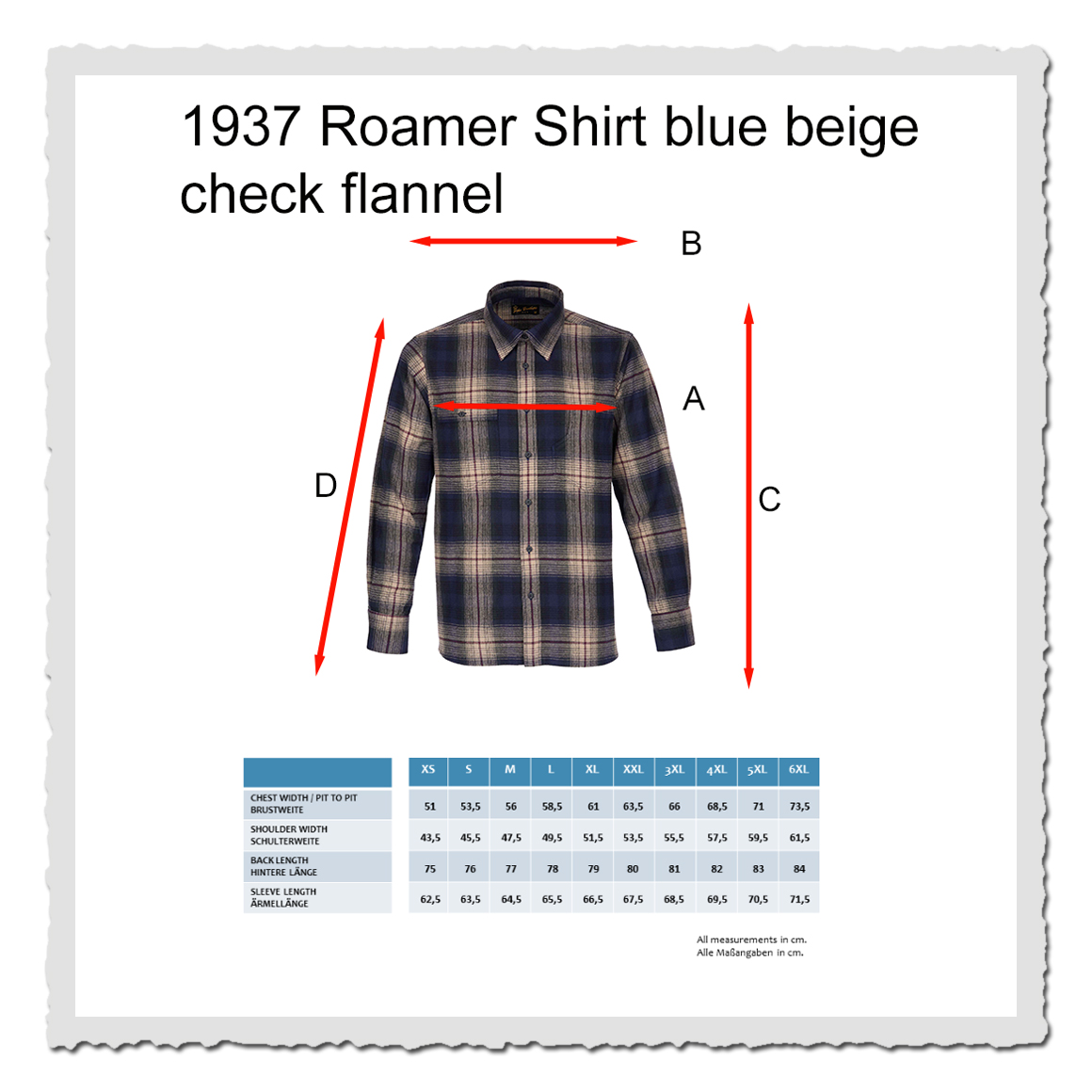 1937 Roamer Shirt blue beige check