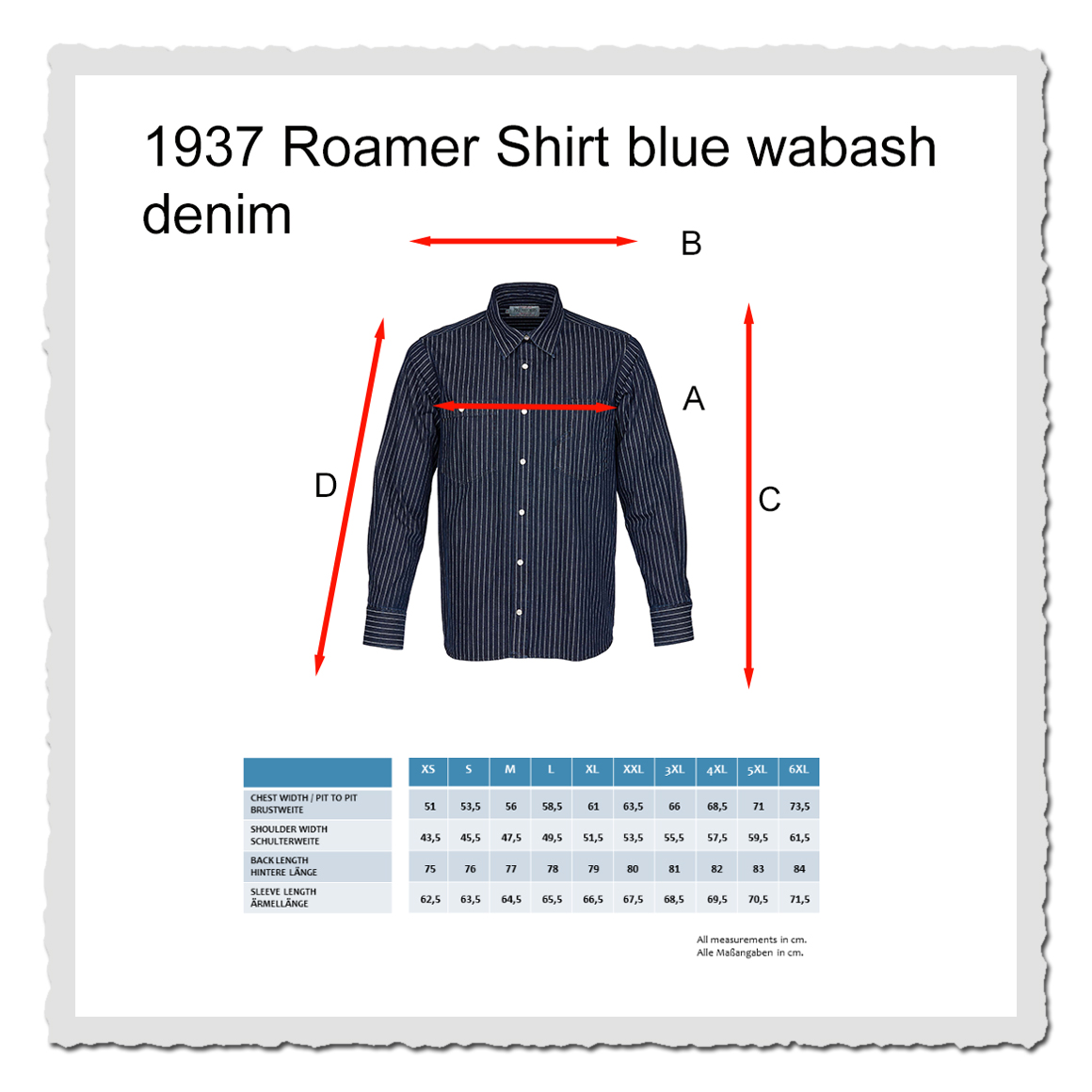 1937 Roamer Shirt blue wabash denim