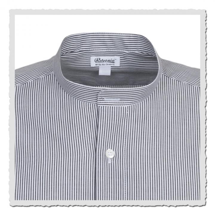 Oberhemd in weiss/grau für anknöpfbare Kragen